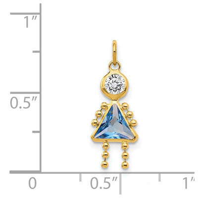 14K March Girl Birthstone Charm