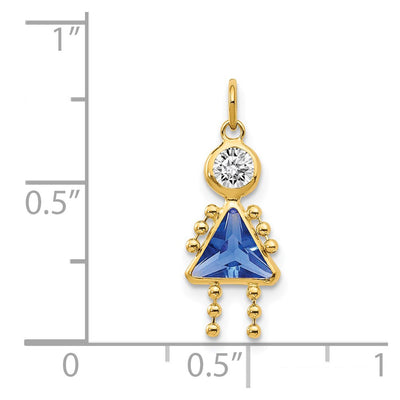 14K September Girl Birthstone Charm