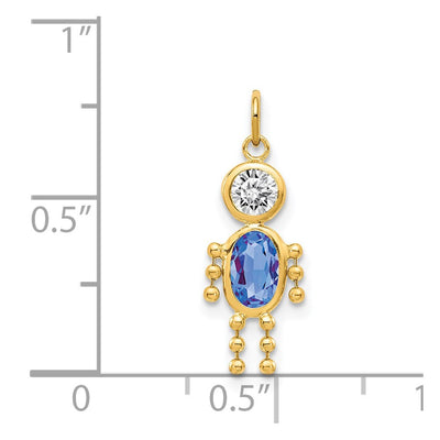 14K September Boy Birthstone Charm