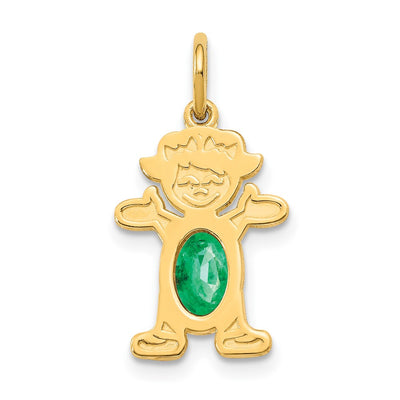 14K gold emerald oval pendants & charm