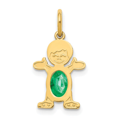 14K gold emerald oval pendants & charm