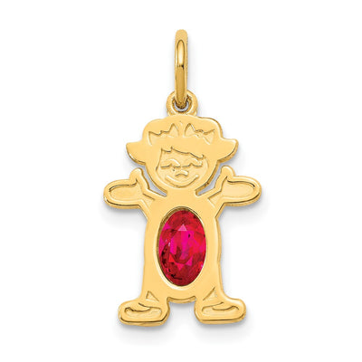 14K gold ruby oval pendants & charm