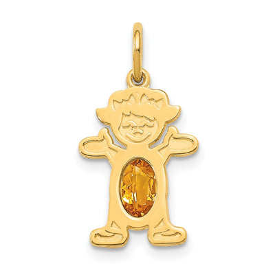 14K gold citrine oval pendants & charm