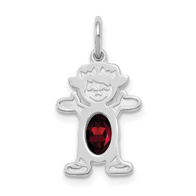 14K white gold garnet oval pendants & charm
