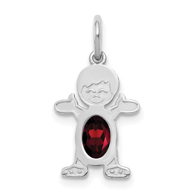 14K white gold garnet oval pendants & charm