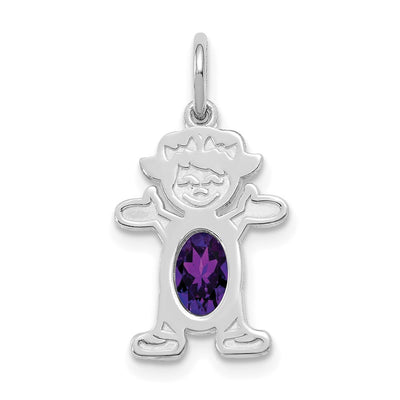14K white gold amethyst oval pendants & charm