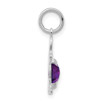 14K White Gold Boy 6x4 Oval Genuine Amethyst-February