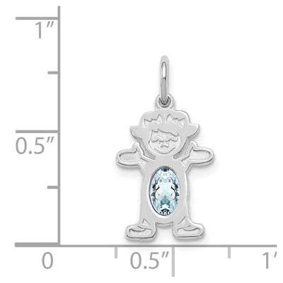 14K White Gold Girl 6x4 Oval Genuine Aquamarine-March