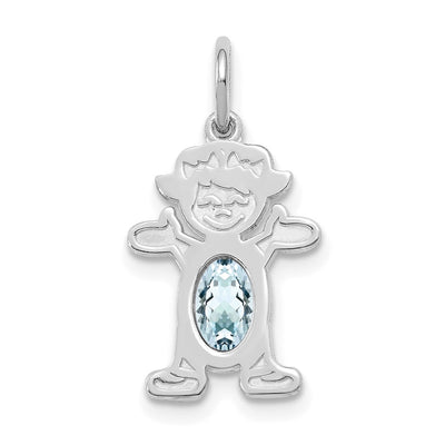 14K white gold aquamarine oval pendants & charm