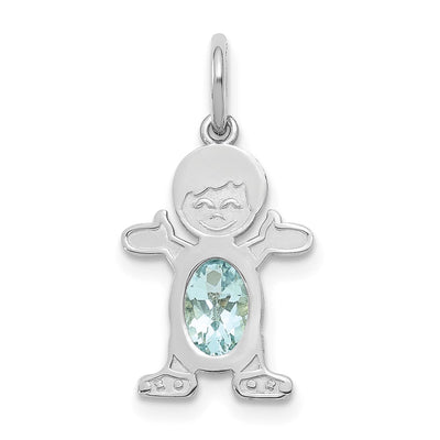14K white gold aquamarine oval pendants & charm