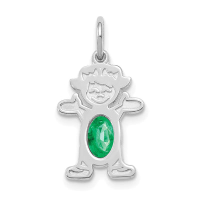 14K white gold emerald oval pendants & charm