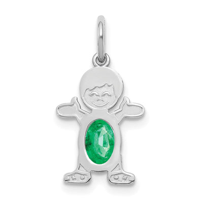 14K white gold emerald oval pendants & charm