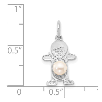 14K White Gold Boy FW Cultured Pearl-June