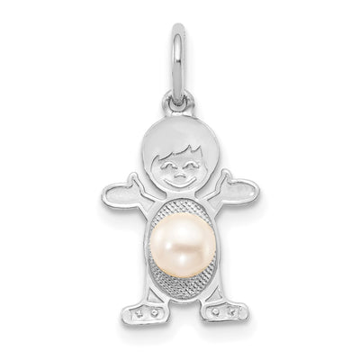 14K White Gold Boy FW Cultured Pearl-June