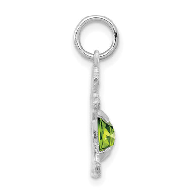 14K White Gold Girl 6x4 Oval Genuine Peridot-August