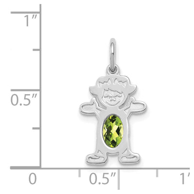 14K White Gold Girl 6x4 Oval Genuine Peridot-August