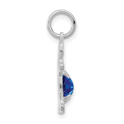 14K White Gold Girl 6x4 Oval Genuine Sapphire-September
