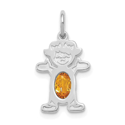 14K white gold citrine oval pendants & charm