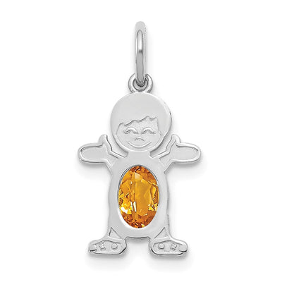 14K white gold citrine oval pendants & charm