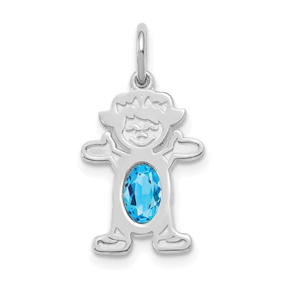 14K white gold blue topaz oval pendants & charm