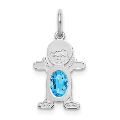 14K white gold blue topaz oval pendants & charm