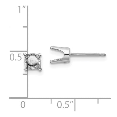 14K White Gold Round Stud Earring Mounting w/backs, 5 x 5mm