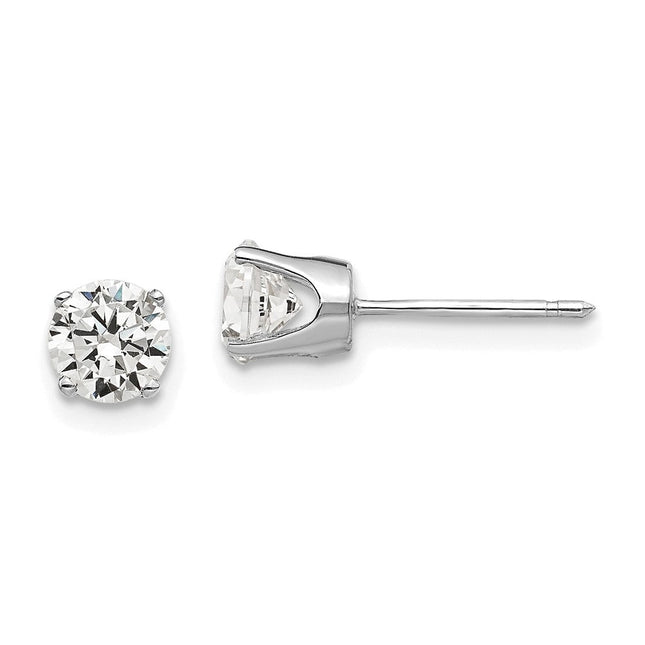 14k White Gold CZ stud earrings, 6 x 6mm (0WCZ)
