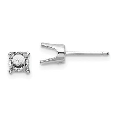 14K White Gold Round Stud Earring Mounting w/backs, 5 x 5mm