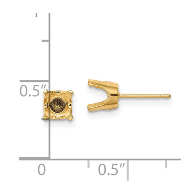 14K Round Stud Earring Mounting w/backs, 5.75 x 5.75mm