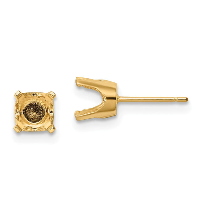 14k Round Stud Earring Mounting w/backs, 5.75 x 5.75mm