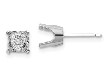 14k White Gold Round Stud Earring Mounting w/backs (Style XD13W)