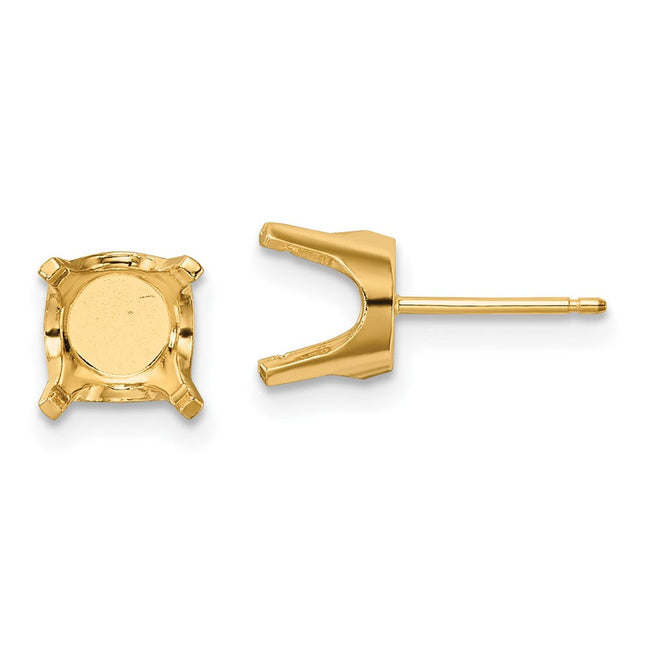 14k Round Stud Earring Mounting w/backs, 8 x 8mm