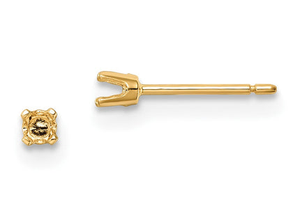 14k Round Stud Earring Mounting w/backs (Style XD1)