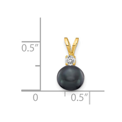 14K Black FW Cultured Pearl AA Diamond Pendant