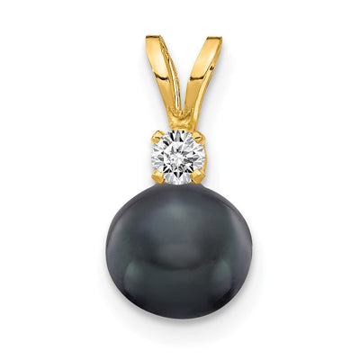 14K Black FW Cultured Pearl AA Diamond Pendant