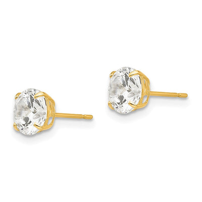 14K Round CZ Post Earrings, 6 x 6mm (29CZ)
