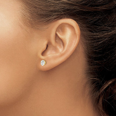 14K Round CZ Post Earrings, 6 x 6mm (29CZ)