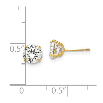 14K Round CZ Post Earrings, 6 x 6mm (29CZ)