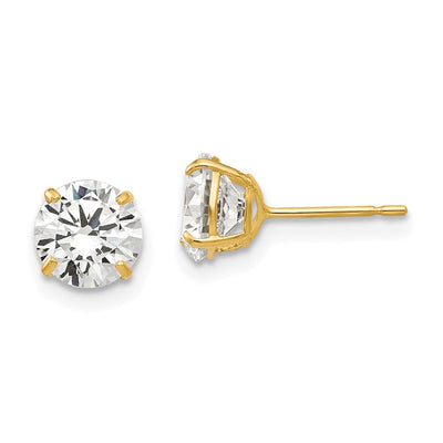 14K Round CZ Post Earrings, 6 x 6mm (29CZ)