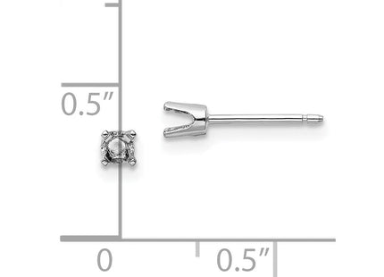 14k White Gold Round Stud Earring Mounting w/backs (Style XD2W)