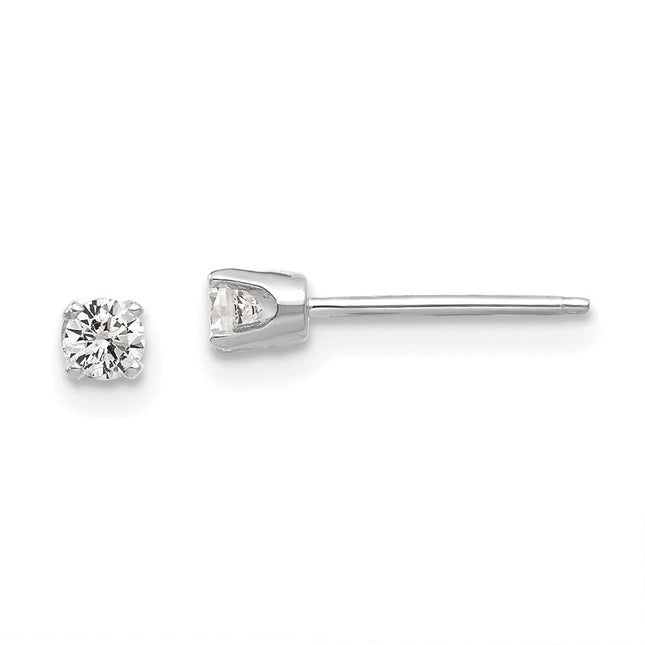 14k White Gold CZ stud earrings, 3 x 3mm