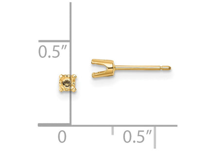 14k Round Stud Earring Mounting w/backs (Style XD3)