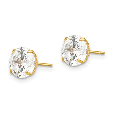 14K Square CZ Post Earrings, 4 x 4mm