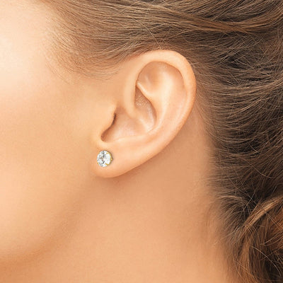 14K Square CZ Post Earrings, 5 x 5mm