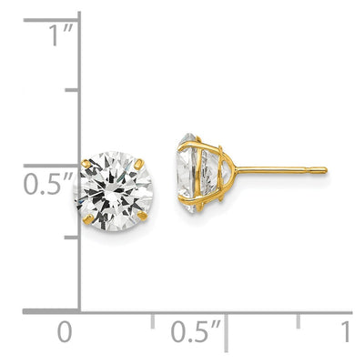 14K Round CZ Post Earrings, 6 x 6mm