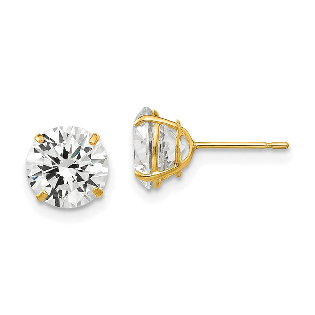 14k Square CZ Post Earrings, 5 x 5mm