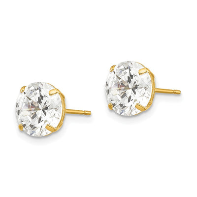 14K Round CZ Post Earrings, 9 x 9mm