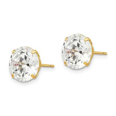 14K Round CZ Post Earrings, 10 x 10mm