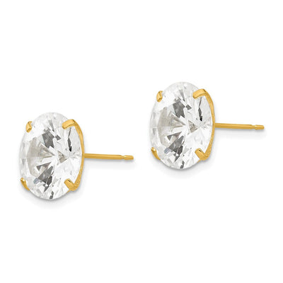 14K Round CZ Post Earrings, 12 x 12mm