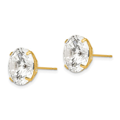 14K Round CZ Post Earrings, 13 x 13mm